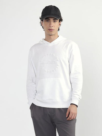 Echo White Hooded Looper Knit Sweatshirt