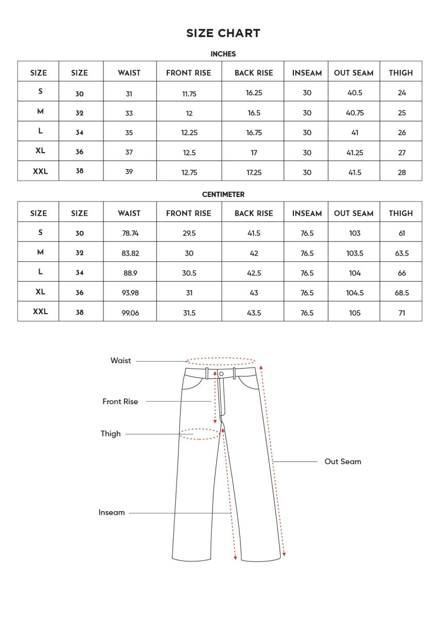 Size chart for Inches