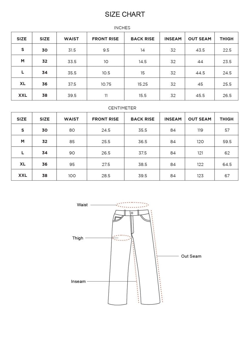 Size chart for Inches