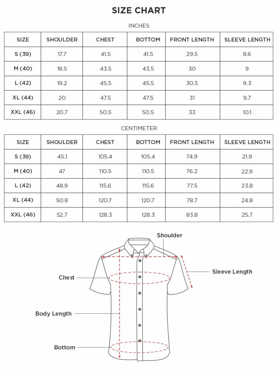 Size chart for Inches