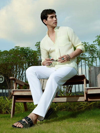 Lounge White Linen Look Trousers