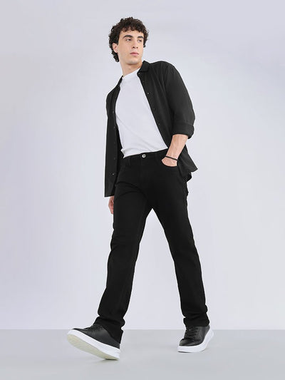 Obsidian White Straight Fit Denim Jeans