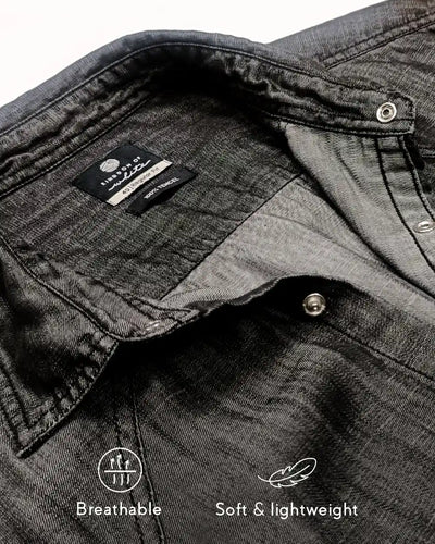 Carbon Tencel Black Shirt - Collar shot