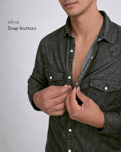 Carbon Tencel Black Shirt Close view