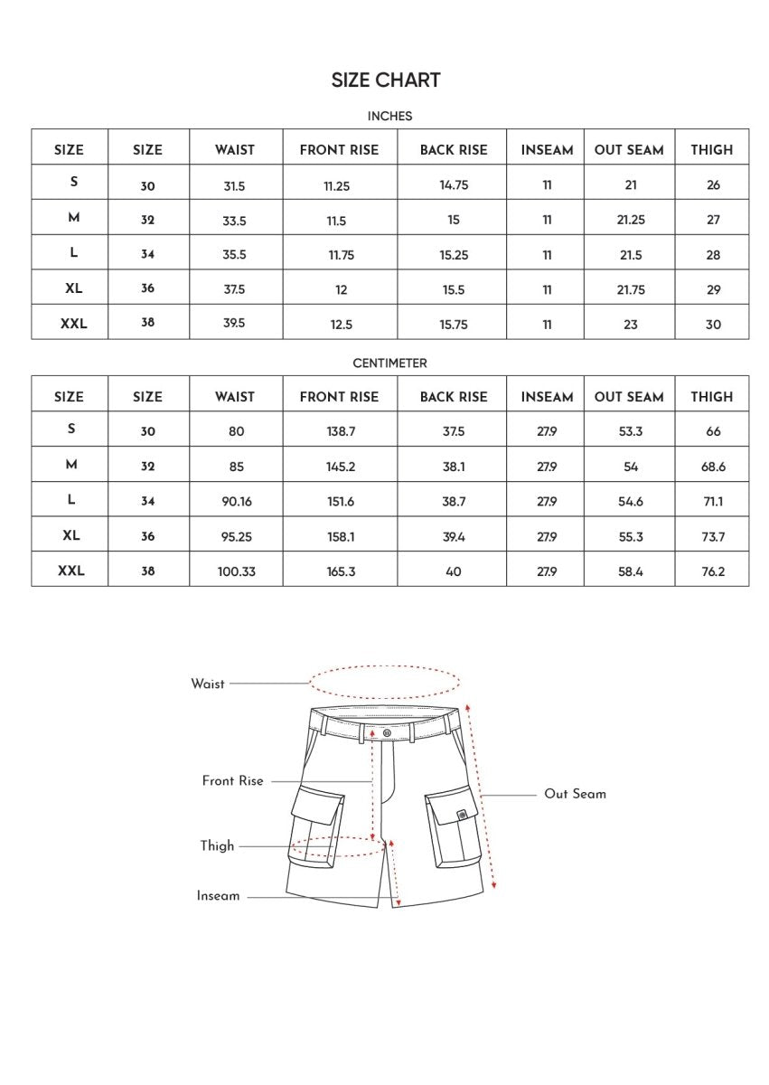 Size chart for Inches