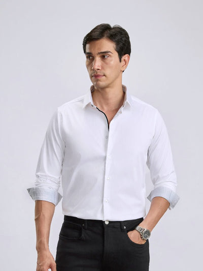 Zest White Cotton Satin Party Shirt