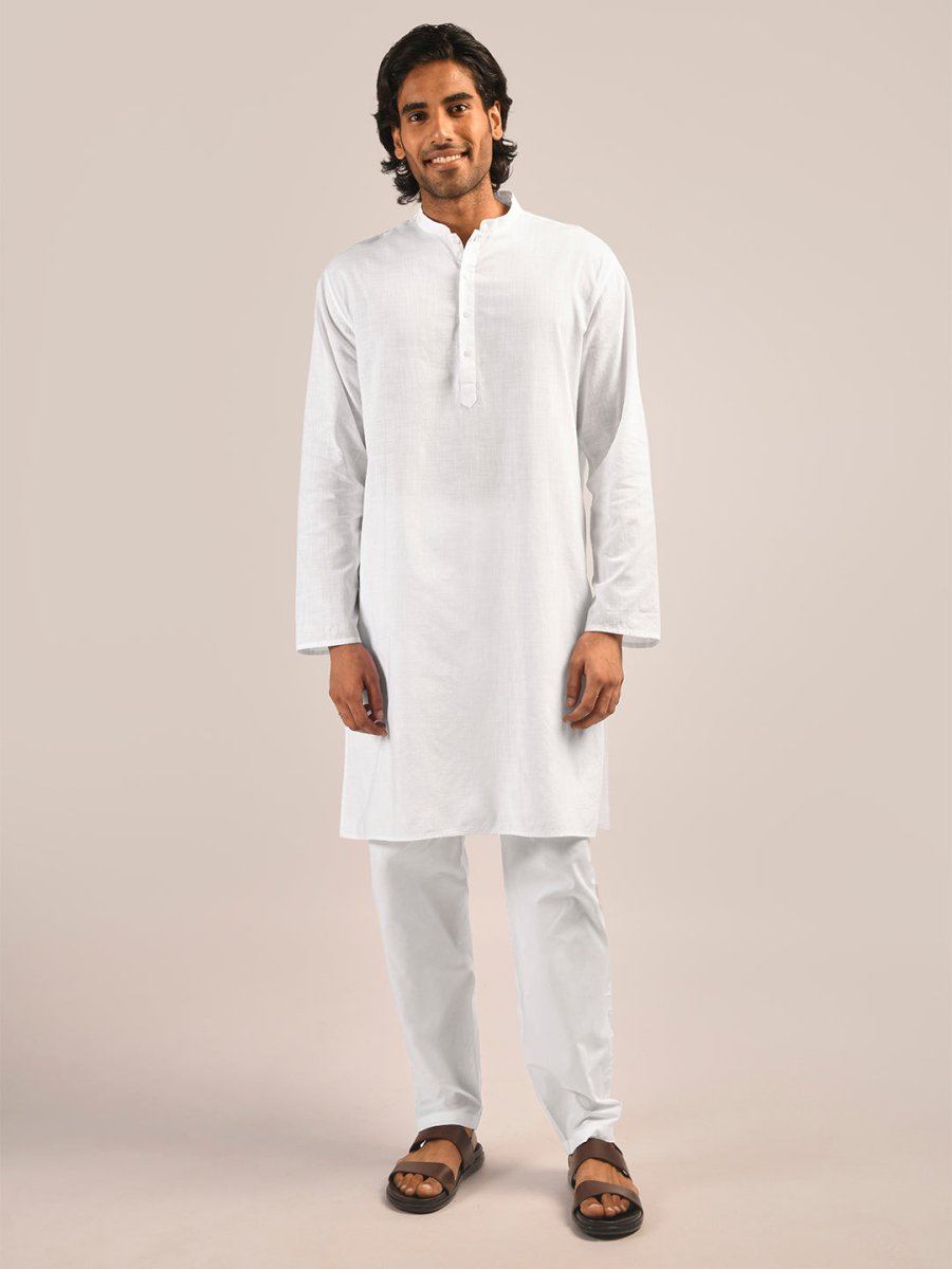 Men’s 100% Cotton White Pajamas with Pockets - Noirvana