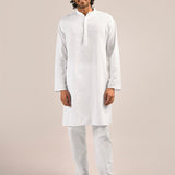 Men’s 100% Cotton White Pajamas with Pockets - Noirvana