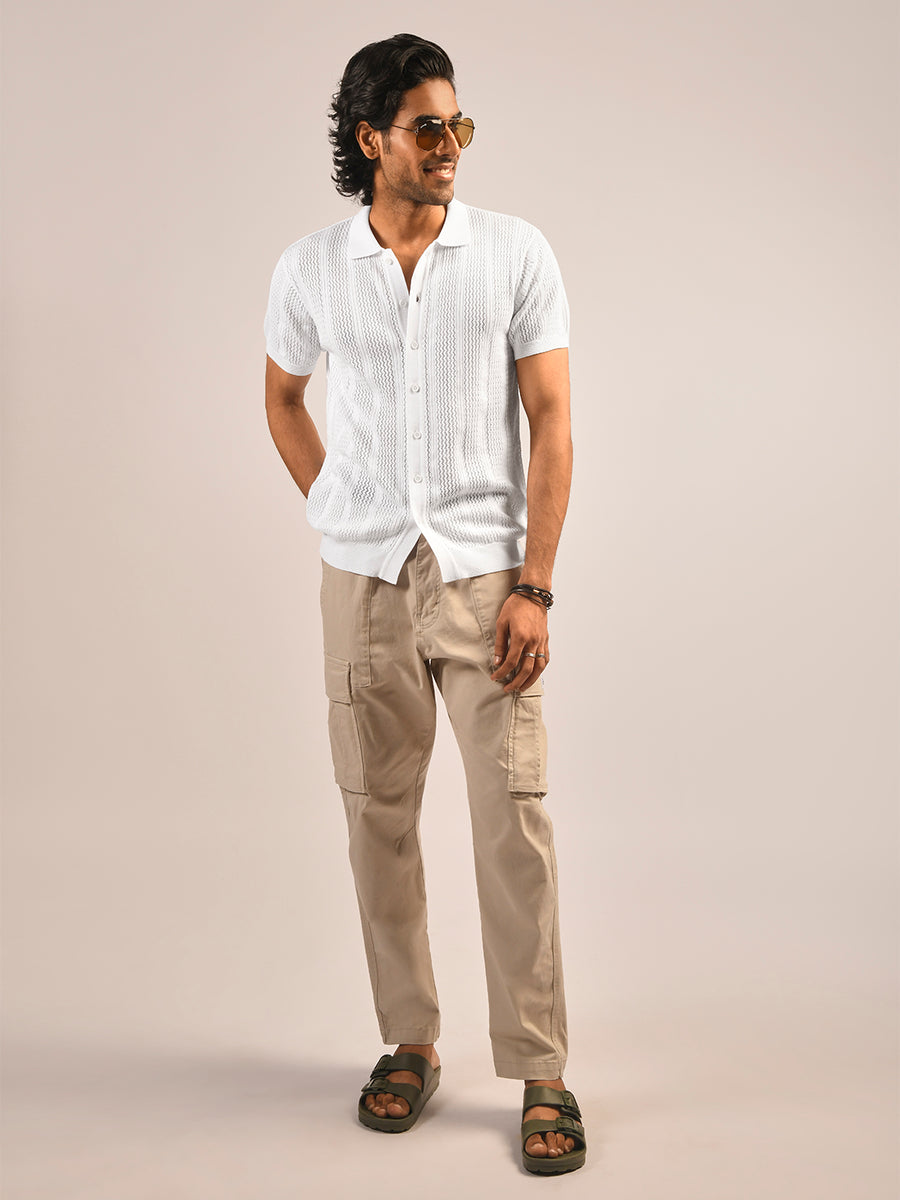 Flat Knit White Shirt - Vertex