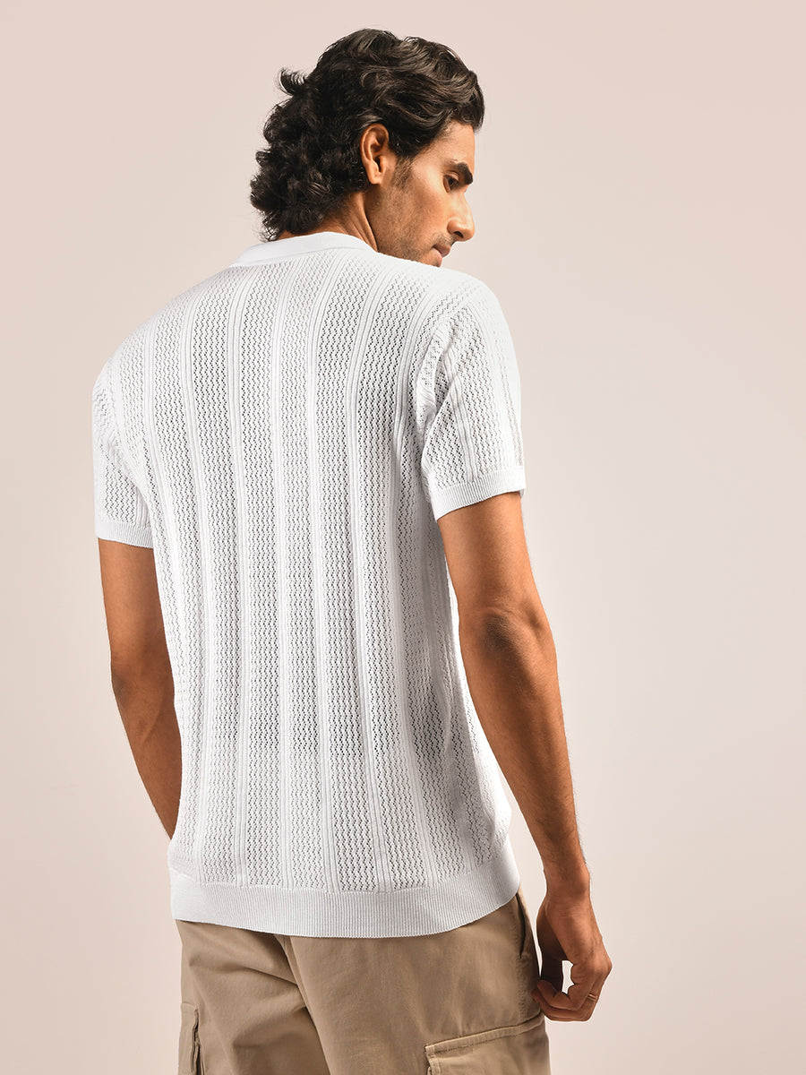 Flat Knit White Shirt - Vertex