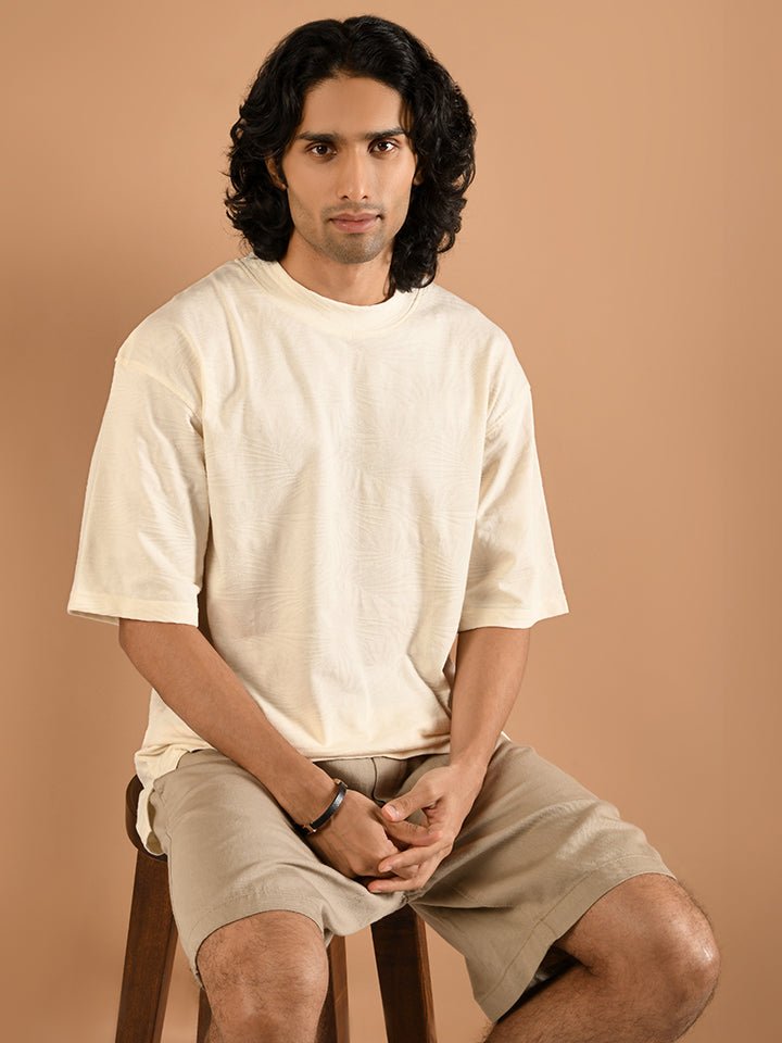 Off-White Drop Shoulder Crew Neck T-Shirt - Paradise