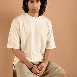 Off-White Drop Shoulder Crew Neck T-Shirt - Paradise