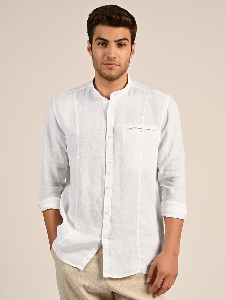 100% Pure Linen Mandarin Shirt - Aspire