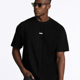crew neck collar oversized Cotton Black T-shirt