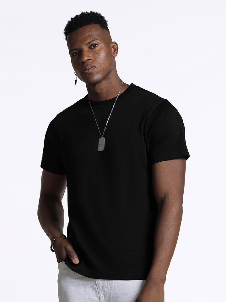 crew neck collar Black & White cotton Tshirt Fadeout 