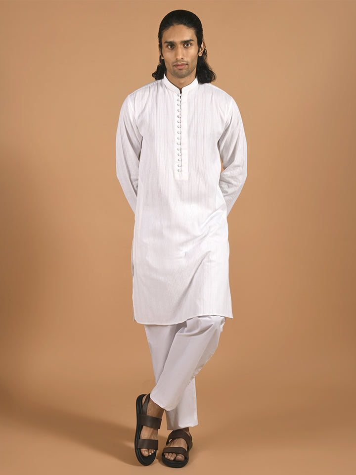 Mandarin Collar Dobby Kurta - Sattva