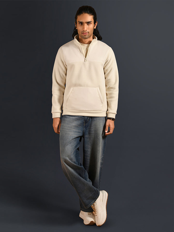 High Neck Zipper Sweatshirt - Sleigh