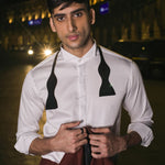 Tipple White Cotton Modern wing Collar Shirt