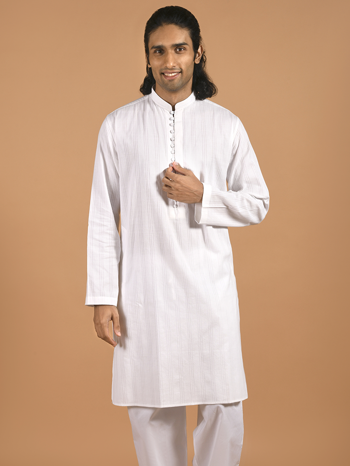 Mandarin Collar Dobby Kurta - Sattva