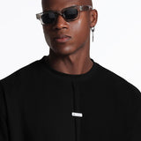 crew neck collar oversized Cotton Black T-shirt