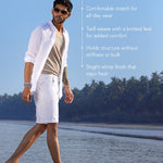 White Knitted Denim Cotton Shorts - Verve