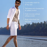 White Knitted Denim Cotton Shorts - Verve