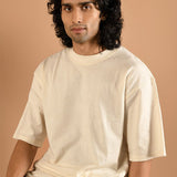 Off-White Drop Shoulder Crew Neck T-Shirt - Paradise