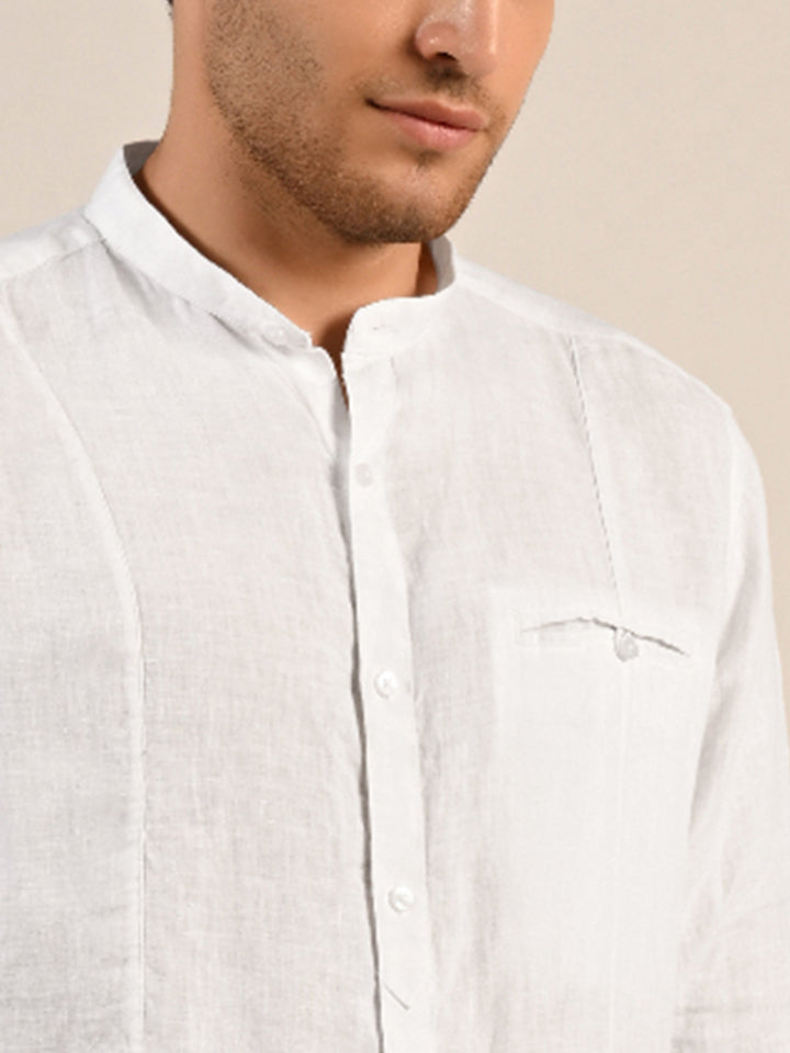 100% Pure Linen Mandarin Shirt - Aspire