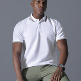 White Knitted Cotton Polo T-Shirt - Stallion 