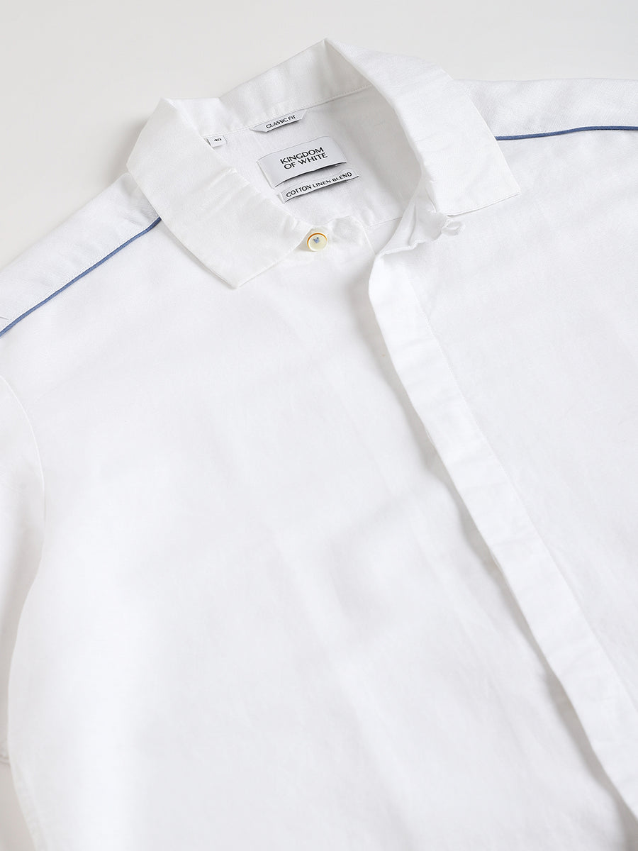 Resort Collar Half Sleeve White Shirt - Cubania