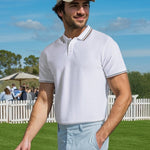 White Knitted Cotton Polo T-Shirt - Stallion 