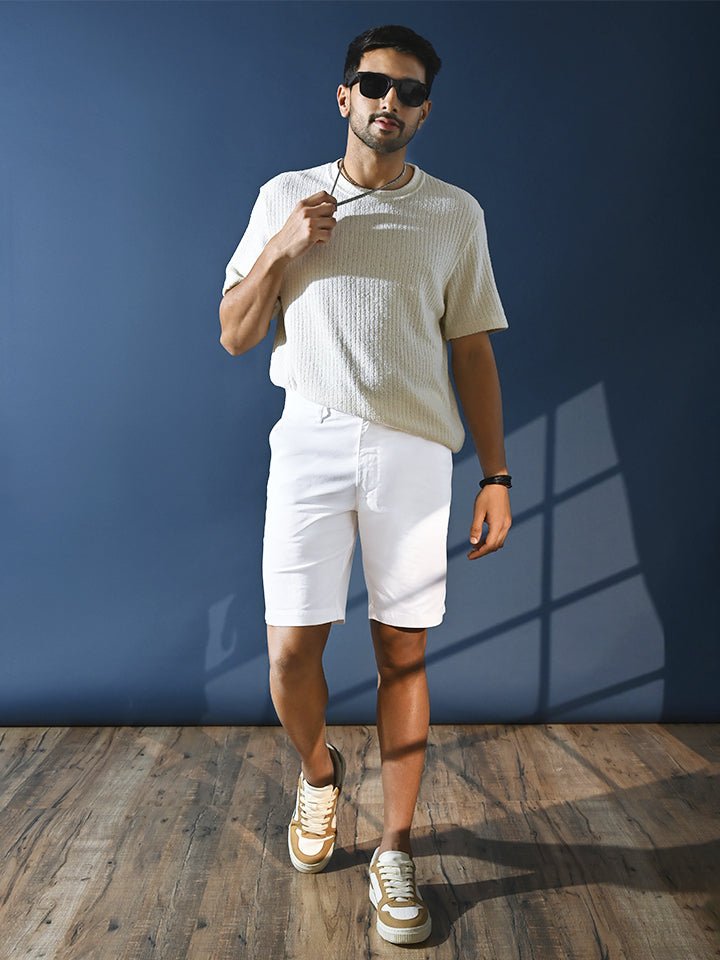White Cotton Stretch Shorts - Stroll