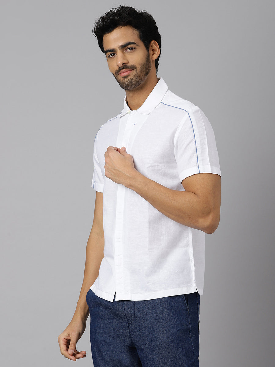 Resort Collar Half Sleeve White Shirt - Cubania