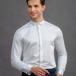 Tipple White Cotton Modern wing Collar Shirt