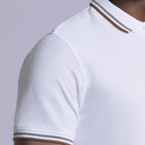 White Knitted Cotton Polo T-Shirt - Stallion 