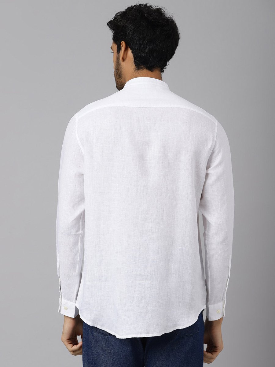 Mandarin Collar Welt Pocket Linen Shirt - Mellow