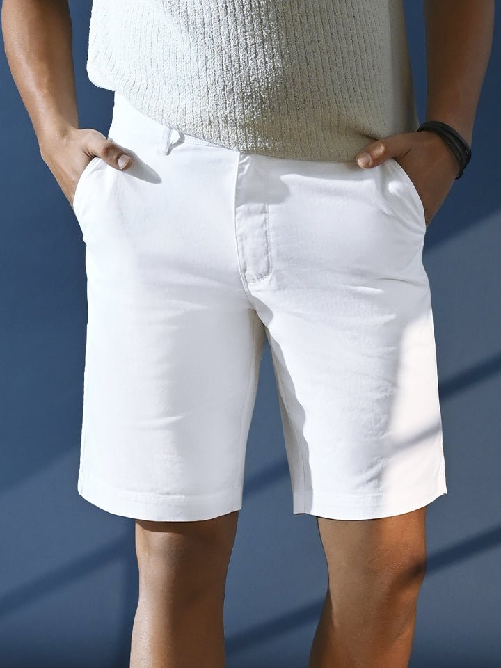 White Cotton Stretch Shorts - Stroll