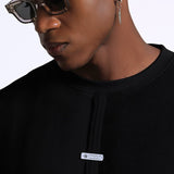 crew neck collar oversized Cotton Black T-shirt