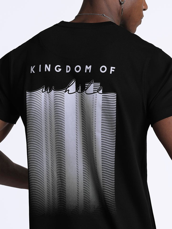 crew neck collar Black & White cotton Tshirt Fadeout 