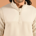 Sleigh White High Neck Zipper tshirt