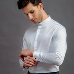 Tipple White Cotton Modern wing Collar Shirt
