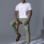 White Knitted Cotton Polo T-Shirt - Stallion 