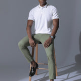 White Knitted Cotton Polo T-Shirt - Stallion 