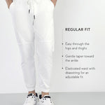 Voyager White Elasticated Drawstring Joggers