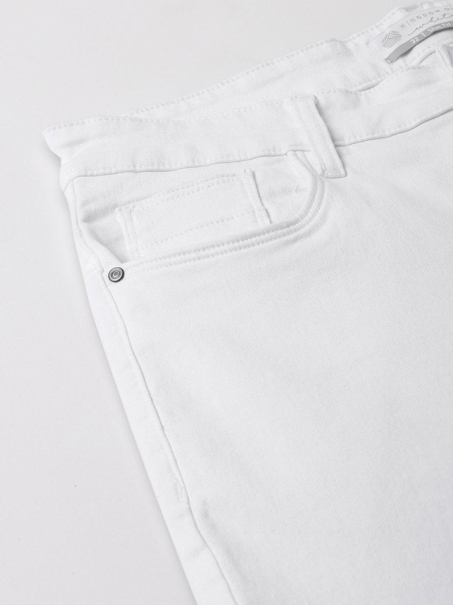 White Knitted Stretch Denim Shorts -Verve