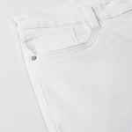 White Knitted Stretch Denim Shorts -Verve