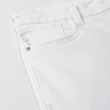 White Knitted Stretch Denim Shorts -Verve
