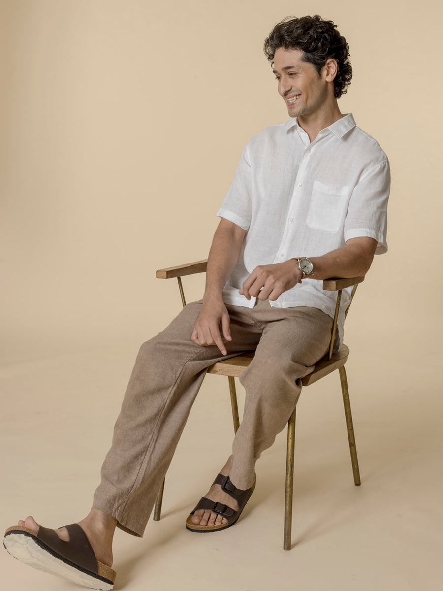 Men's Buttoned-down Raw linen shirt︱ - In the Middle Tulum