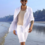 White Knitted Denim Cotton Shorts - Verve