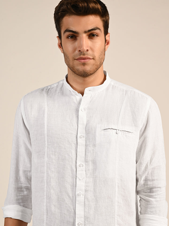 100% Pure Linen Mandarin Shirt - Aspire